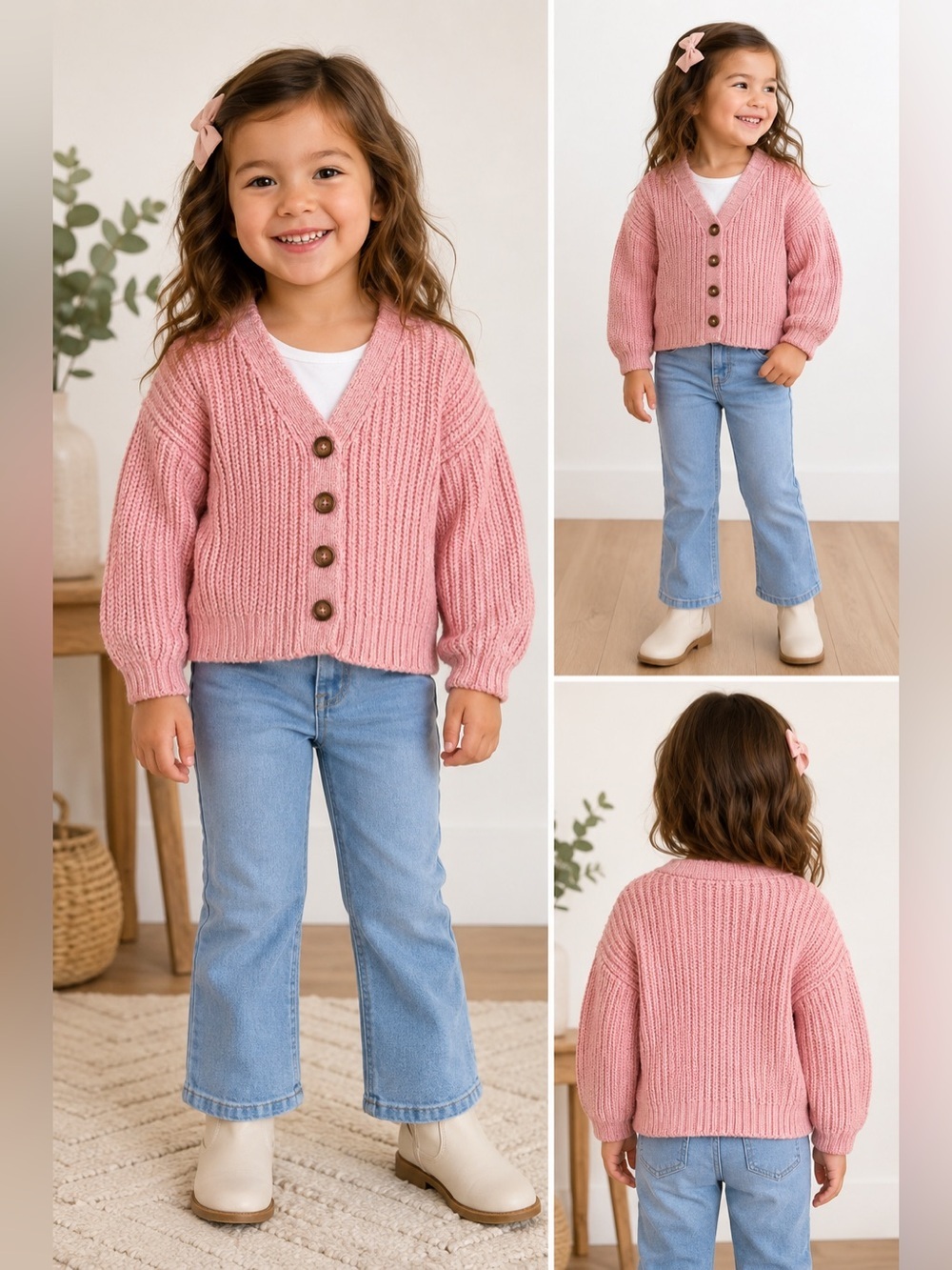 Old Navy Pink Chunky Knit Button-Front Cardigan